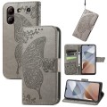For ZTE  Blade A54 Butterfly Love Flower Embossed Leather Phone Case(Gray)