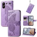 For ZTE  Blade A54 Butterfly Love Flower Embossed Leather Phone Case(Light Purple)