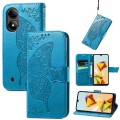 For ZTE Blade A33S Butterfly Love Flower Embossed Leather Phone Case(Blue)