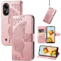 For ZTE Blade A33S Butterfly Love Flower Embossed Leather Phone Case(Rose Gold)