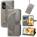 For ZTE Blade A33S Butterfly Love Flower Embossed Leather Phone Case(Gray)