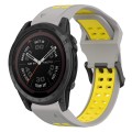 For Garmin Fenix 7 Pro 47mm 22mm Two-Color Reverse Buckle Silicone Watch Band(Grey+Yellow)