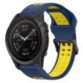 For Garmin Fenix 7 Pro 47mm 22mm Two-Color Reverse Buckle Silicone Watch Band(Blue+Yellow)