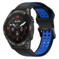 For Garmin Epix Pro 47mm 22mm Two-Color Reverse Buckle Silicone Watch Band(Black+Blue)