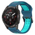 For Garmin Epix Pro 47mm 22mm Two-Color Reverse Buckle Silicone Watch Band(Blue+Teal)