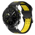 For Garmin MARQ Athlete Gen 2 22mm Two-Color Reverse Buckle Silicone Watch Band(Black+Yellow)