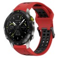 For Garmin MARQ Athlete Gen 2 22mm Two-Color Reverse Buckle Silicone Watch Band(Red+Black)