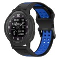 For Garmin Instinct Crossover Solar 22mm Two-Color Reverse Buckle Silicone Watch Band(Black+Blue)