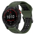 For Garmin Fenix 7 Solar 22mm Two-Color Reverse Buckle Silicone Watch Band(Army Green+Black)
