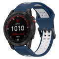 For Garmin Fenix 7 Solar 22mm Two-Color Reverse Buckle Silicone Watch Band(Blue+White)