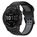 For Garmin Fenix 7 Sapphire Solar 22mm Two-Color Reverse Buckle Silicone Watch Band(Black+Grey)