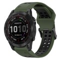 For Garmin Fenix 7 Sapphire Solar 22mm Two-Color Reverse Buckle Silicone Watch Band(Army Green+Black
