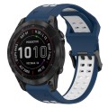 For Garmin Fenix 7 Sapphire Solar 22mm Two-Color Reverse Buckle Silicone Watch Band(Blue+White)