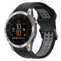 For Garmin Epix Gen 2 22mm Two-Color Reverse Buckle Silicone Watch Band(Black+Grey)