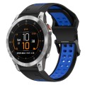 For Garmin Epix Gen 2 22mm Two-Color Reverse Buckle Silicone Watch Band(Black+Blue)