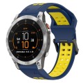 For Garmin Epix Gen 2 22mm Two-Color Reverse Buckle Silicone Watch Band(Blue+Yellow)