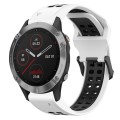 For Garmin Fenix 6 22mm Two-Color Reverse Buckle Silicone Watch Band(White+Black)