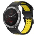 For Garmin Fenix 6 22mm Two-Color Reverse Buckle Silicone Watch Band(Black+Yellow)