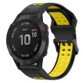 For Garmin Fenix 6 Pro 22mm Two-Color Reverse Buckle Silicone Watch Band(Black+Yellow)