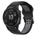 For Garmin Fenix 6 Pro 22mm Two-Color Reverse Buckle Silicone Watch Band(Black+Grey)