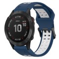 For Garmin Fenix 6 Pro 22mm Two-Color Reverse Buckle Silicone Watch Band(Blue+White)