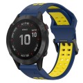 For Garmin Fenix 6 Pro 22mm Two-Color Reverse Buckle Silicone Watch Band(Blue+Yellow)