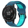 For Garmin Fenix 6 Pro 22mm Two-Color Reverse Buckle Silicone Watch Band(Blue+Teal)