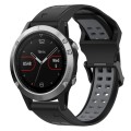 For Garmin Fenix 5 22mm Two-Color Reverse Buckle Silicone Watch Band(Black+Grey)