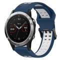 For Garmin Fenix 5 22mm Two-Color Reverse Buckle Silicone Watch Band(Blue+White)