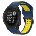 For Garmin Instinct 22mm Two-Color Reverse Buckle Silicone Watch Band(Blue+Yellow)