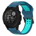 For Garmin Descent G1 22mm Two-Color Reverse Buckle Silicone Watch Band(Blue+Teal)