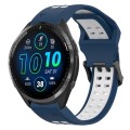 For Garmin Forerunner 965 22mm Two-Color Reverse Buckle Silicone Watch Band(Blue+White)