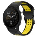 For Garmin Forerunner 955 22mm Two-Color Reverse Buckle Silicone Watch Band(Black+Yellow)
