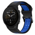 For Garmin Forerunner 955 22mm Two-Color Reverse Buckle Silicone Watch Band(Black+Blue)