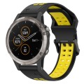 For Garmin Fenix 5 Plus 22mm Two-Color Reverse Buckle Silicone Watch Band(Black+Yellow)
