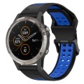 For Garmin Fenix 5 Plus 22mm Two-Color Reverse Buckle Silicone Watch Band(Black+Blue)