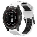 For Garmin Fenix 7X Pro 51mm 26mm Two-Color Reverse Buckle Silicone Watch Band(White+Black)