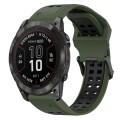 For Garmin Fenix 7X Pro 51mm 26mm Two-Color Reverse Buckle Silicone Watch Band(Army Green+Black)