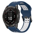 For Garmin Fenix 7X Pro 51mm 26mm Two-Color Reverse Buckle Silicone Watch Band(Blue+White)
