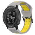 For Garmin Instinct 2X Solar 26mm Two-Color Reverse Buckle Silicone Watch Band(Grey+Yellow)