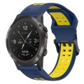 For Garmin D2 Delta PX 26mm Two-Color Reverse Buckle Silicone Watch Band(Blue+Yellow)