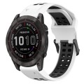 For Garmin Fenix 7X 26mm Two-Color Reverse Buckle Silicone Watch Band(White+Black)