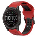 For Garmin Fenix 7X 26mm Two-Color Reverse Buckle Silicone Watch Band(Red+Black)