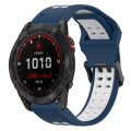 For Garmin Fenix 7X Solar 26mm Two-Color Reverse Buckle Silicone Watch Band(Blue+White)