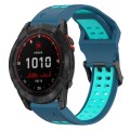 For Garmin Fenix 7X Solar 26mm Two-Color Reverse Buckle Silicone Watch Band(Blue+Teal)