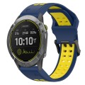 For Garmin Enduro 26mm Two-Color Reverse Buckle Silicone Watch Band(Blue+Yellow)