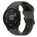 For Garmin Fenix 6X Pro 26mm Two-Color Reverse Buckle Silicone Watch Band(Army Green+Black)