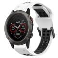 For Garmin Fenix 5X 26mm Two-Color Reverse Buckle Silicone Watch Band(White+Black)