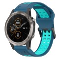 For Garmin Fenix 5X Plus 26mm Two-Color Reverse Buckle Silicone Watch Band(Blue+Teal)