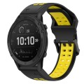 For Garmin Tactix Delta 26mm Two-Color Reverse Buckle Silicone Watch Band(Black+Yellow)